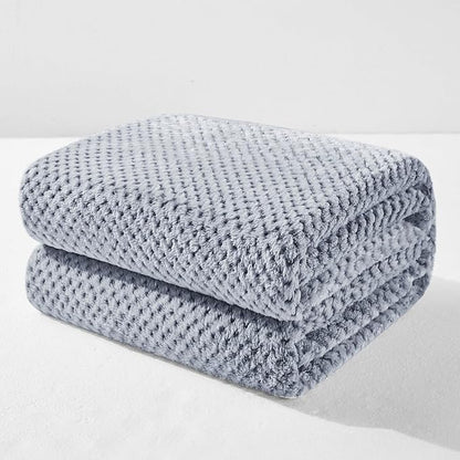 Exclusivo Mezcla Fleece Throw Blanket Extra Large, Super Soft and Warm Blankets for Couch, Sofa and Bed Waffle Textured, Cozy, Fuzzy and Lightweight (Mixed Navy Blue, 50x70 Inches)