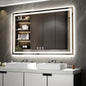 Bathroom Mirror with Lights, 60x40 Inch Gradient Front and Backlit Mirror, 3 Colors Dimmable CRI>90 Double Lights, IP54 Enhanced Anti-Fog, Hanging Plates Wall Mount Lighted Bathroom Mirror