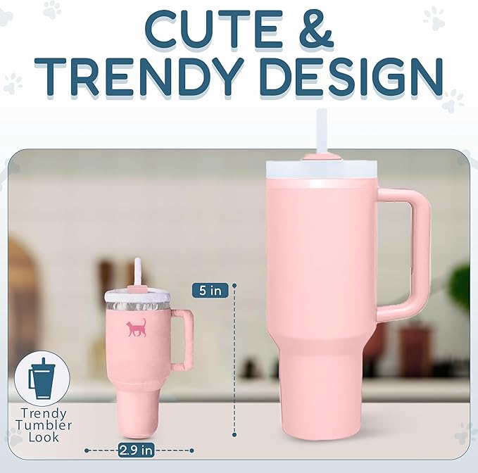 Kitty Cup Tumbler Cat Toy – Funny Cat Birthday Gifts with Catnip & Crinkle Paper, Cute Girl Kitten Toys (Pink Peach Dust)-Mewly Pet