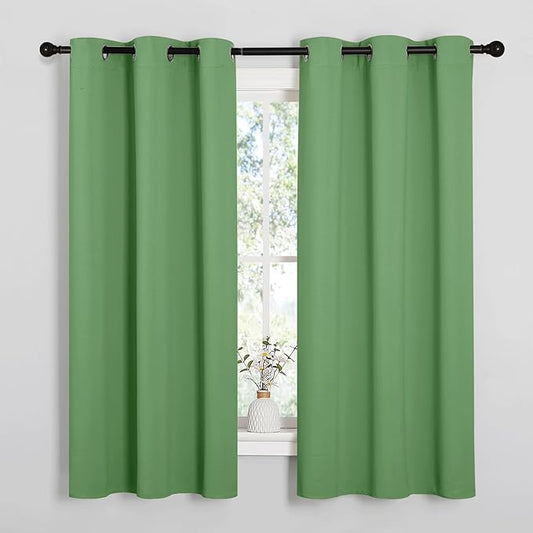 NICETOWN Froest Green Blackout Curtains 54 inches Length for Cafe, 2 Panels, 34" Wide, Thermal Insulated Decoration Drapes for Small Window