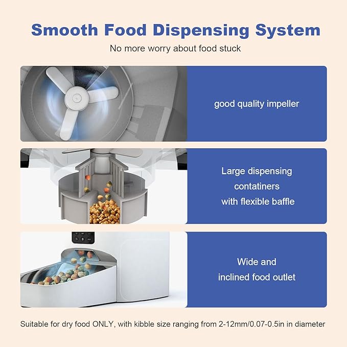 Automatic Cat Feeder, 6L Cat Food Dispenser with 10s Voice Recorder, Pet Feeder up to 8 Meals per Day, Timed Feeder with Dry Food Sealed Ring (Jade White, 6L)-Mewly Pet