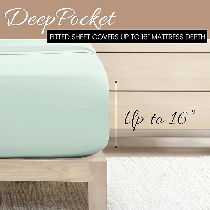 Linen Market Double-Brushed Microfiber Twin XL Sheet Set 3 Piece – Oeko-TEX Certified Ultra Soft & Wrinkle-Free - 16" Deep Pocket Sheets - Easy Care Twin XL Size - Mint
