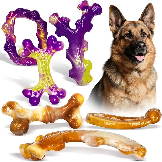 6 Pack Indestructible Dog Toys for Aggressive Chewers, Durable Nylon Bone for Large Dogs, Dog Toy for Aggressive Chewer Large Breed, A Mixed Special Edition Set-Mewly Pet