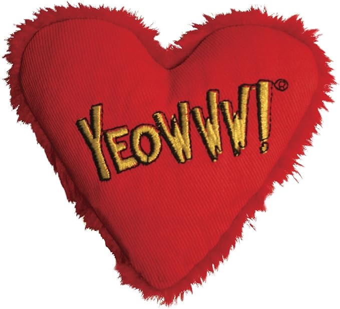 Yeowww! Heart Attack Pack: 3X 100% Organic Catnip Heart Cat Toys, Each with a Different Phrase-Mewly Pet