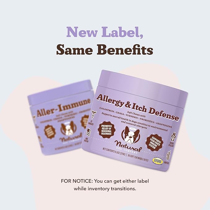 Natural Dog Company Allergy & Itch Defense Chews – Allergy Support for Dogs, Itch Relief, Skin, Coat & Gut Health with Probiotics, Colostrum & Salmon Oil, Grain-Free Dog Supplement, 90 ct-Mewly Pet