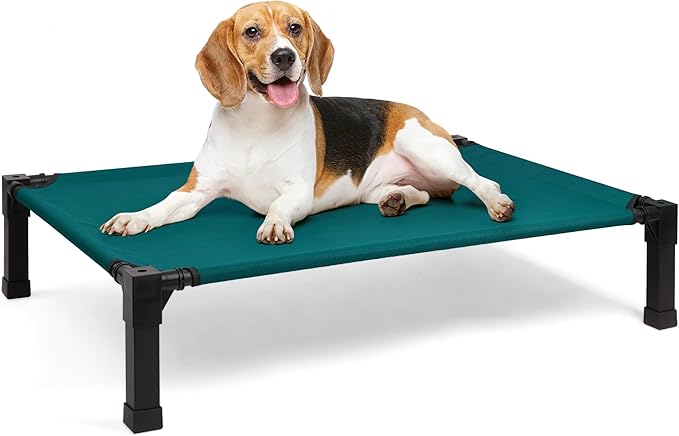 Heeyoo Elevated Dog Bed, Cooling Raised Pet Cot with Chew Proof Washable Breathable Mesh and Metal Frame, Portable Dog Cot Bed with No-Slip Feet for Outdoor or Indoor Use-Mewly Pet