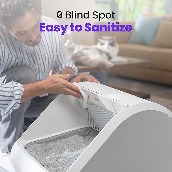 (Upgraded) Popur X5 Self Cleaning Cat Litter Box - Unique Open Top Split System - Automatic Litter Scooping Robot, Odor-Seal, 24 Inch Tray, 30-Day Capacity, 33 lbs. Load, 99% Leakproof (Cardboard Bin)-Mewly Pet