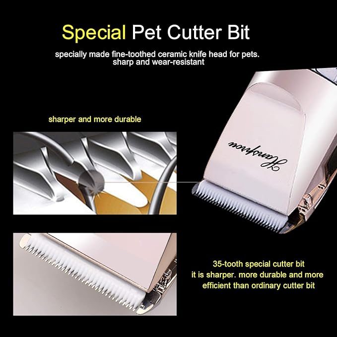 Dog Clippers for Grooming, 12V Pet Hair Clipper, Professional Heavy Duty Pet Grooming Clipper Corded Dog Trimmer for Thick Coats with Guard Combs Brush for Dogs Cats-Mewly Pet