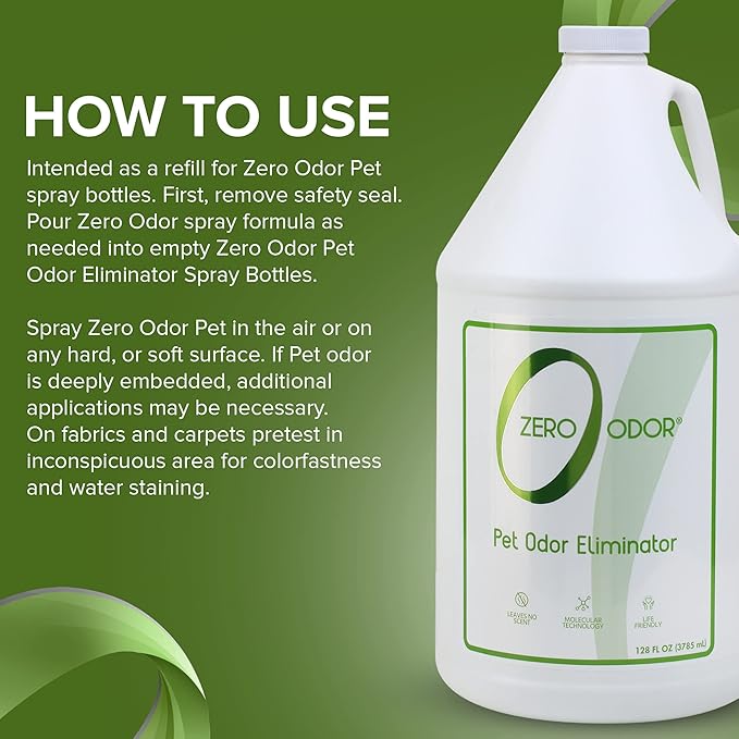 Zero Odor - Pet Odor Eliminator for strong odor, Eliminate Air & Surface Odors – Patented Molecular Technology Best For Carpet, Furniture, Beds Smell Great Again (128 Ounces)-Mewly Pet