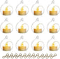 NUPTIO Hanging Glass Globe with Candles: Set of 12 Tealight Candle Holders with LED Tea Lights - 2.36 inch Bulk Clear Votive Candleholders for Party Wedding Birthday Shower Celebration Tree Decoration