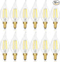 12-Pack Dimmable E12 LED Candelabra Bulbs 60 watt Equivalent, 5000K Daylight White Dimmable Chandelier Light Bulbs, 6W 630LM Vintage Flame Tip E12 LED Candle Bulb