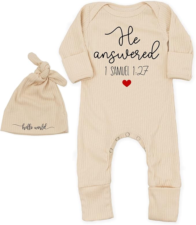 Little Answered Prayer Bodysuit Infant Romper Baby Announcement 0-3 Months Clothes Cute Religious Boys Girls Outfit