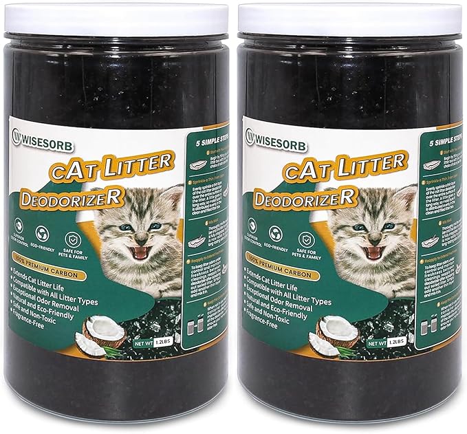 Cat Litter Deodorizer 2.4Lb Activated Carbon Litter Box Odor Eliminator Absorber Unscented Cat Litter Odor Control Room Deodorizer Solution for Homes with Pets-Mewly Pet
