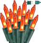 BrizLabs Orange Lights, 150 Counts 34.8ft Incandescent Halloween Lights Connectable, UL Certified Orange String Light, Mini Light Set for Indoor Outdoor Halloween Christmas Tree Party Decor