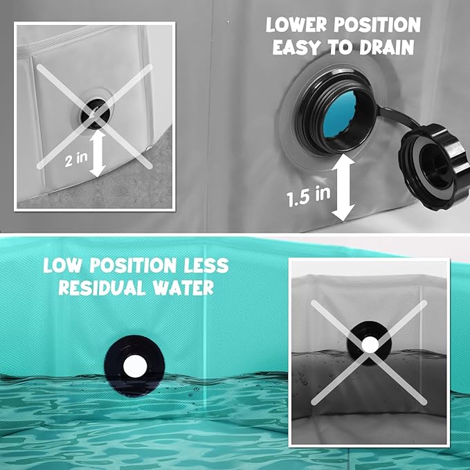 Furrybaby Dog Pool Foldable Dog Pools for Large Dogs with Hard Plate Collapsible Pet Bath Pool Kiddie Grey 63''-Mewly Pet