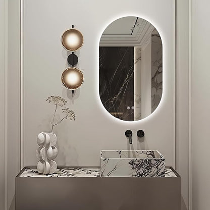 33" x 20" Oval LED Mirror for Bathroom, Backlit Vanity Mirror with Lights, Frameless Smart Wall Mirror, 3 Colors Stepless Dimmable, Anti-Fog, Shatterproof, Memory, CRI95+(Horizontal/Vertical)