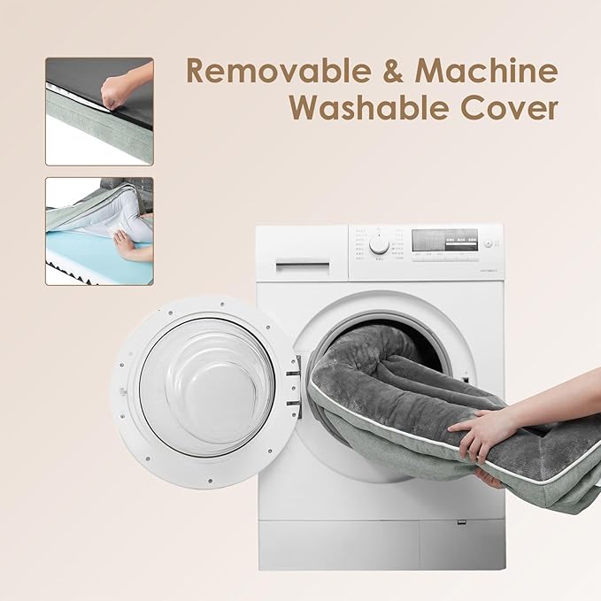 EHEYCIGA Orthopedic Dog Beds for Large Dogs, Waterproof Memory Foam Large Pet Bed with Sides, Non-Slip Bottom and Egg-Crate Foam Dog Couch Bed with Washable Removable Cover, Greyish Green-Mewly Pet