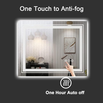 LED Bathroom Mirror, 96"X36" with Front and Backlit, Anti-Fog, Large Bathroom Vanity Mirror for Wall, Memory Function, Stepless Dimmable, Tempered Glass (Horizontal/Vertical)