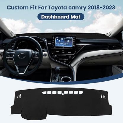 Dashboard Cover Mat Custom Fit for Toyota Camry 2018-2023 2024 Dash Cover Nonslip Dash Mat Protector Sunshade No Glare Black