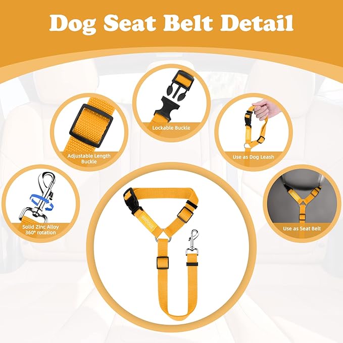 BWOGUE Pet Dog Cat Seat Belts, Car Headrest Restraint Adjustable Safety Leads Vehicle Seatbelt Harness (1 Pack)-Mewly Pet
