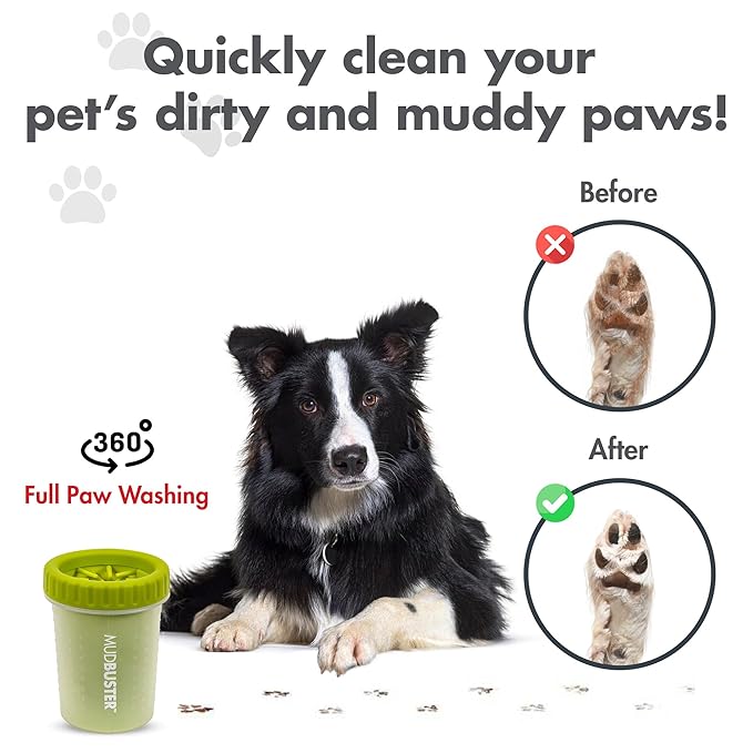 Dexas Green Small Dog Paw Cleaner for Dogs - Premium Quality Pet Supplies and Dog Accessories - Cleans Mud and Dirt - Easy to Use and Clean - Patented Product - BPA Free-Mewly Pet