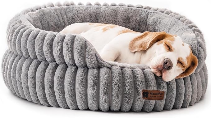 MEWOOFUN Dog Bed for Medium Dogs, Washable Large Cat Beds for Indoor Cats, Donut Pet Bed for Dogs and Cats with Anti-Slip Bottom (Grey, 27"x27"x10")-Mewly Pet