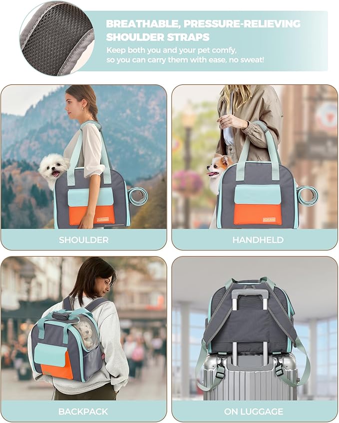 Expandable Pet Carrier Backpack, Cat Carrier Backpacks with Breathable Mesh for Cats Small Dogs Puppies Up to 25 Lbs Airline Approved Waterproof Travel Carrier with Safety Buckle for Hiking & Flights-Mewly Pet