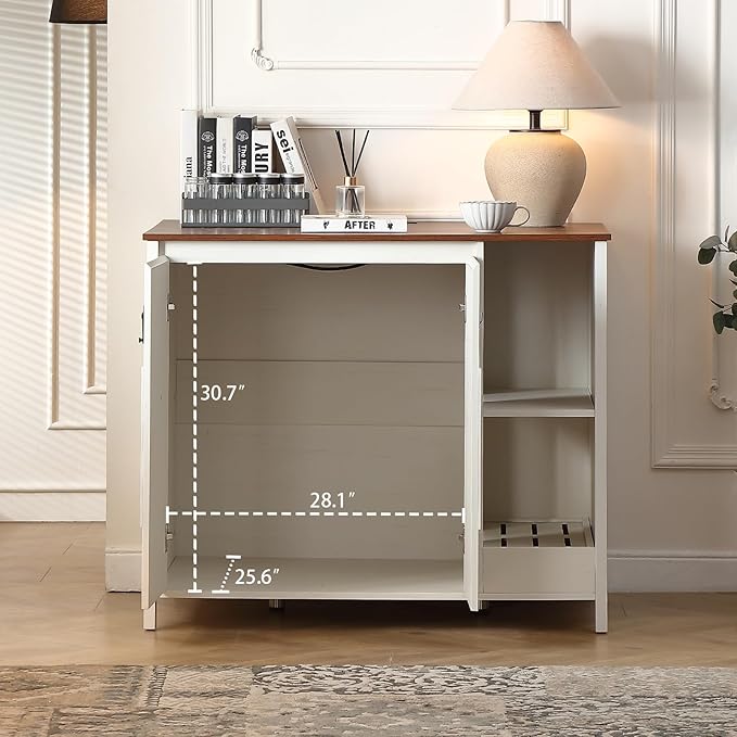 Cat-Faced Doors Cat Litter Robot Enclosure,Automatic Litter Box Enclosure for Litter Robot 3/4,Power Outlet for cat Litter Cabinet,Litter Collector,Dog-Proof Shelf,Antique White-Mewly Pet