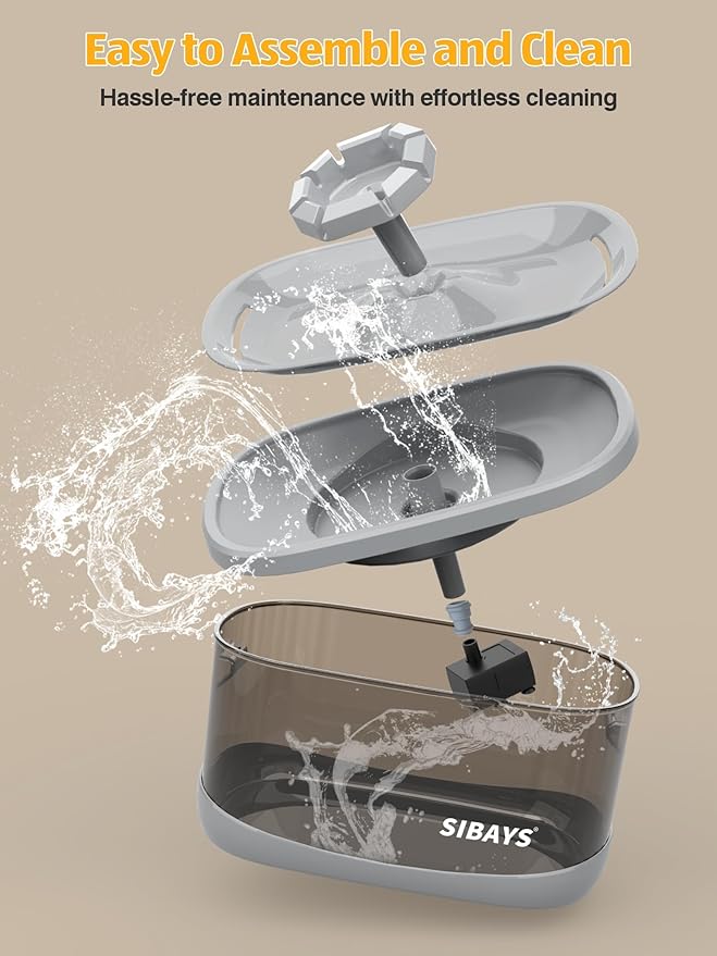 SIBAYS 2.5Gal/9.5L Dog Water Fountain for Large Dogs, 3 Flow Modes Large Pet Water Fountain for Cats, Automatic Dog Water Bowl Dispenser with 7" Filter & Smart LED Pump, Quiet, BPA-Free Material(FS68)-Mewly Pet