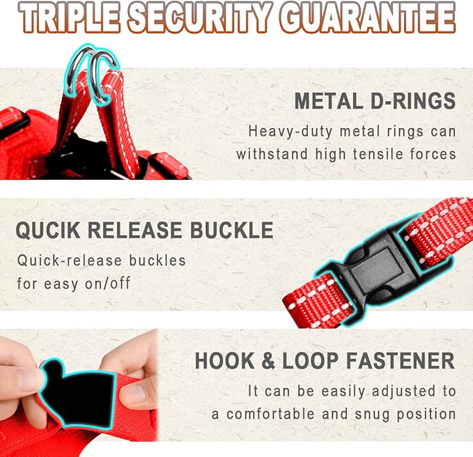 Dog Harness Step in Dog Vest Harness, Reflective Adjustable Puppy No Pull Harness Breathable Soft for Small and Medium Dogs Cats, Red, S-Mewly Pet