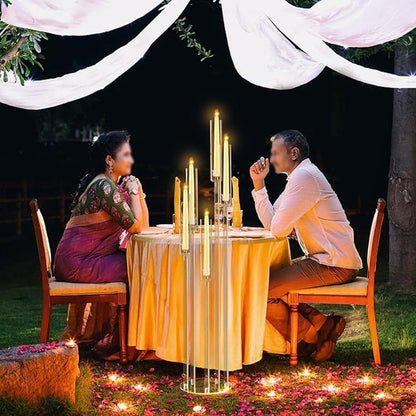 6pcs 5 Arm Candelabra,Acrylic Clear Floor Candelabra for Wedding Decor Tall Candle Holder for Table Centerpiece Ceremony Party Home Decoration, Fit 0.8 LED Candle