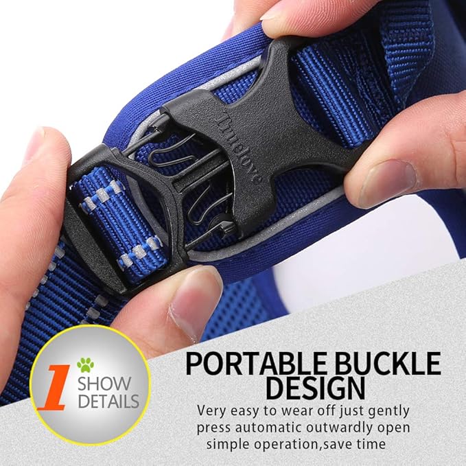 Truelove No Pull Dog Harness with Easy Control Handle and 2 Leash Attachments,Reflective Adjustable Pet Vest-Mewly Pet