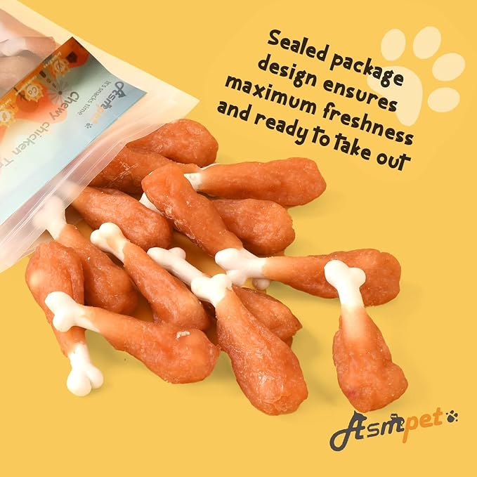 ASMPET Dog Treats Chews Rawhide Free Real Chicken Calcium Bone Snacks, Teeth Clean Breath Fresh Dog Training Treats-Mewly Pet