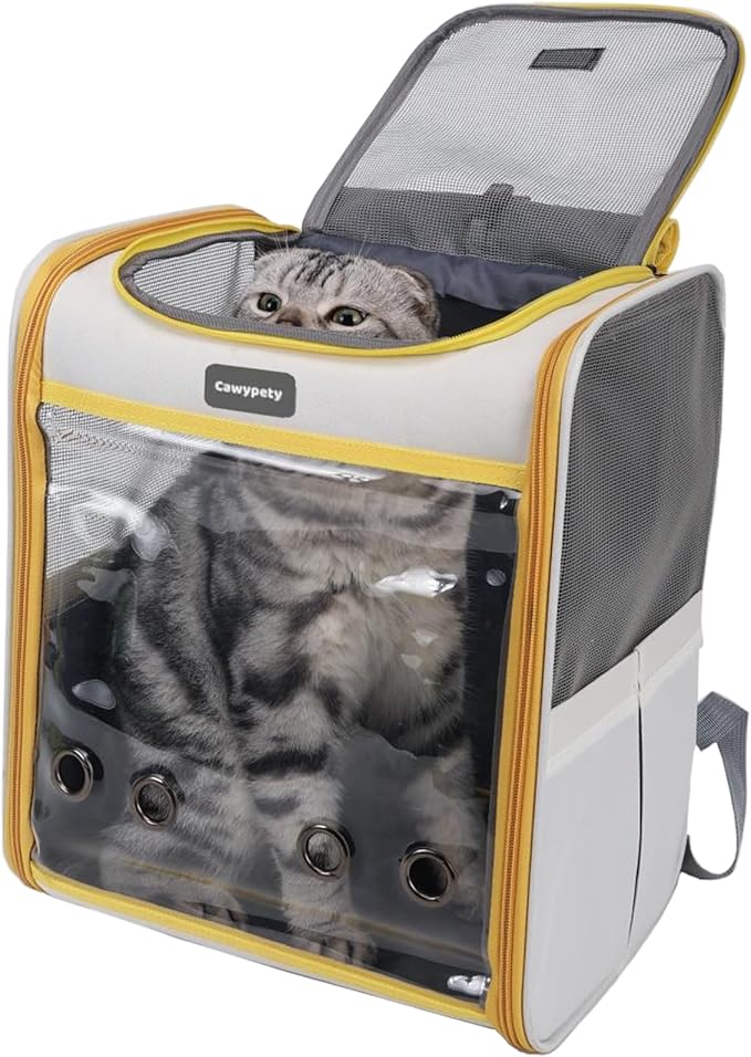 Cat Backpack Carrier, Collapsible and Breathability Cat Carrier Large for Cat Under 16 lbs, Dog and Small Pet Carrier Bag Used in Travel, Car-Mewly Pet