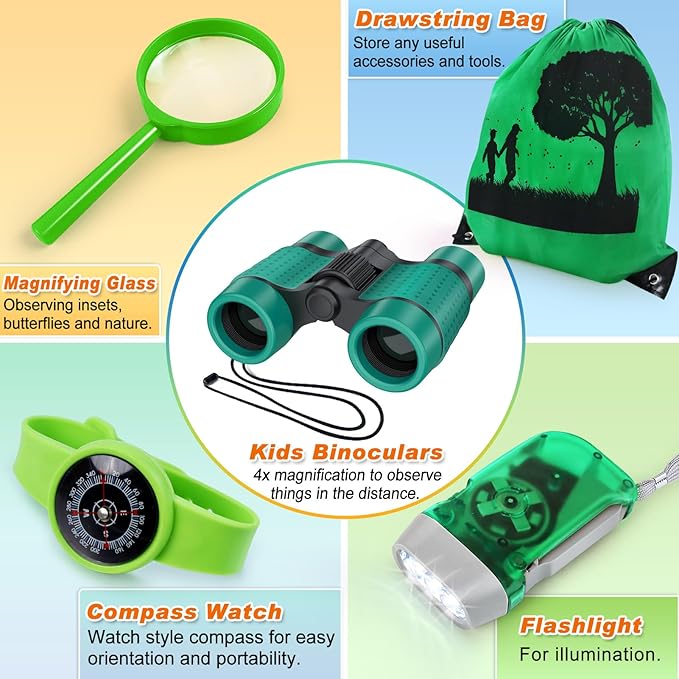 Kids Explorer Kit & Bug Catcher Kit, Camping Gear for Kids, Outdoor Exploration Set with Backpack & Binoculars, Ideal Outdoor Adventure Toys for Boys Girls 3-12-Mewly Pet