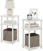 Furinno JUST Night Stand Set of 2, 3-Tier Turn-N-Tube Nightstand, Toolless Bedside Tables, End Table, Side Table with Open Storage for Bedroom, Living Room, Bathroom, White