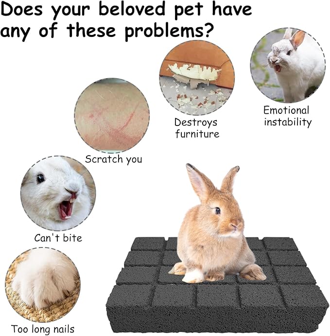 Hamiledyi 2PCS Rabbit Scratching Pads Bunny Lava Grinding Claw Pads Small Animal Foot Pads Hamster Scratch Board Chew Toys for Gerbil Chinchilla Hedgehog Guinea Pig Cage Accessories-Mewly Pet