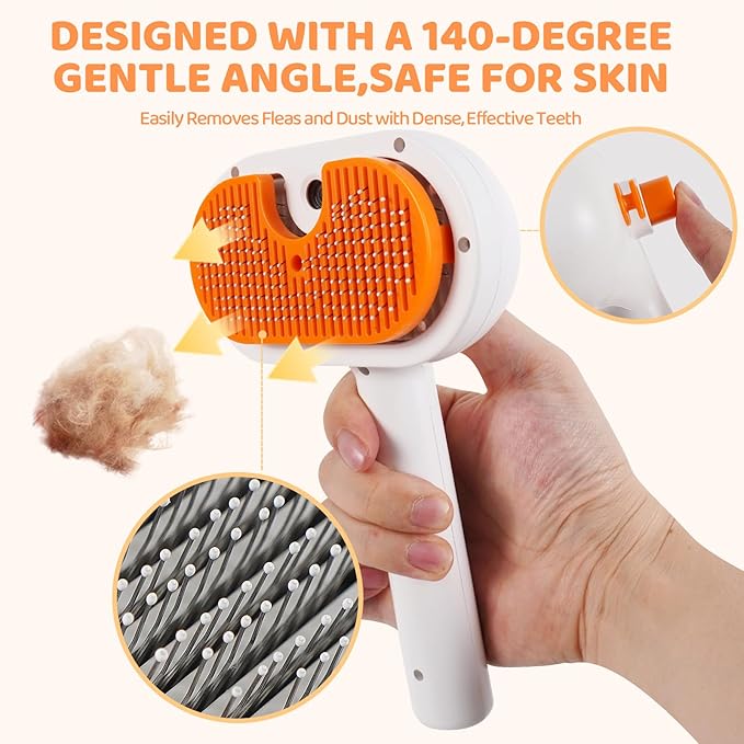 Cat Steam Brush-3 in 1 Pet Brush,Dog Shedding Tool Self Cleaning Pet Spray Depilation Comb with Release Button,Dog Steam Brushs,Cat Grooming Supplies for Long Short Haireds-Mewly Pet