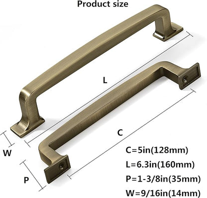 khtumeware 10 Pack 5 Inch Kitchen Cabinet Handles Brushed Antique Brass Cabinet Pulls Drawer Pulls Kitchen Cabinet Hardware Kitchen Handles for Cabinets Cupboard Handles Drawer Handles