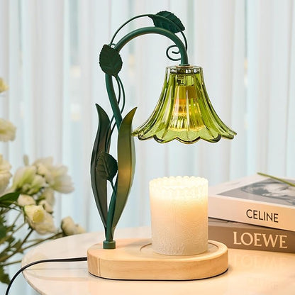 IN HAPPY Flower Candle Warmer Lamp with Timer, Birthday Gifts for Women Mom,Housewarming Gifts New Home Decor,Wax Melt Warmer for Jar Candles with 2 Bulbs