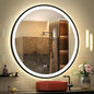 LED Sensor Mirror, Round Human Body Induction, Black Framed Vanity Mirror, Illuminated Dimmable Anti Fog IP44 Waterproof Wall Mounted Mirror (32" L x 32" W)