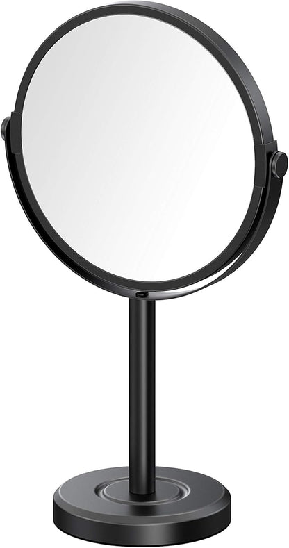 Gatco 1386MX Latitude II Makeup Mirror, Matte Black | Counter Top Makeup Mirror, 3X Magnification, Rotates 360 Degrees