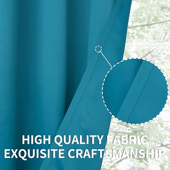 BGment Blackout Curtains - Grommet Thermal Insulated Room Darkening Bedroom and Living Room Curtains, Set of 2 Panels (42 x 63 Inch, Peacock Blue)
