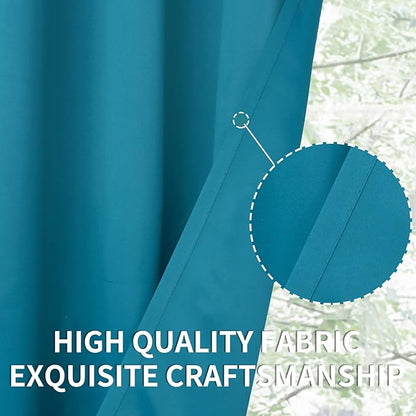 BGment Blackout Curtains - Grommet Thermal Insulated Room Darkening Bedroom and Living Room Curtains, Set of 2 Panels (42 x 63 Inch, Peacock Blue)