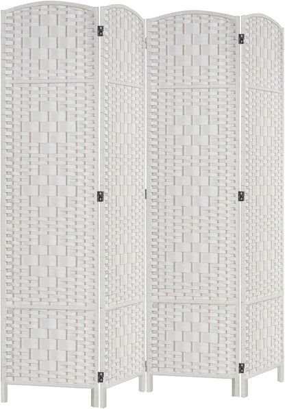 Rose Home Fashion 6 ft Tall Room Divider, Room Dividers and Folding Privacy Screens, 15.7in Privacy Screen 4 Panel Partition Temporary Wall Separation for Private, White