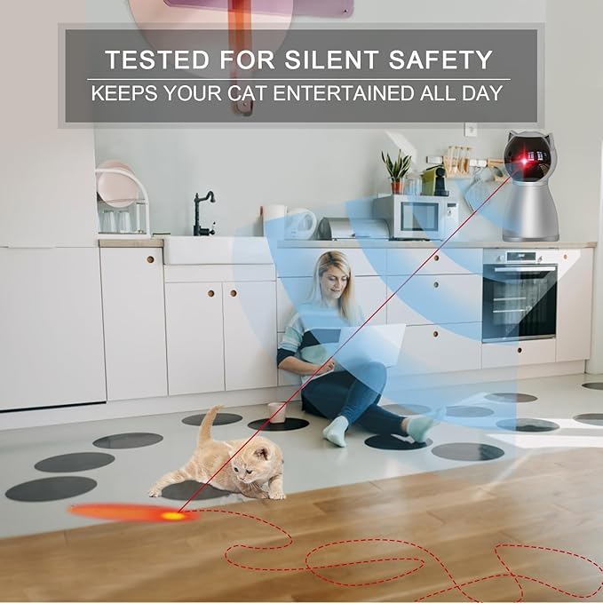 Laser Cat Toys for Indoor Cats,The 4th Generation Real Random Trajectory Motion Activated Rechargeable Automatic Cat Laser Toy,Interactive Cat Toys for Bored Indoor Adult Cats/Kittens (Gray)-Mewly Pet