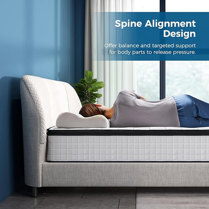 Inofia Full Mattress, 10 Inch Hybrid Innerspring Spring with Memory Foam, Cool Bed in a Box, Pressure Relief with Motion Transfer, Mattress Full Size