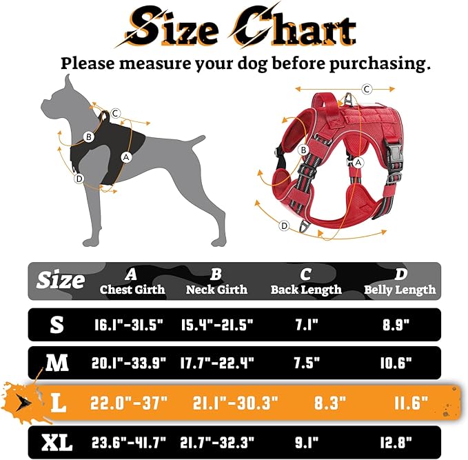 rabbitgoo Dog Harness for Large Dogs No Pull, Tactical Service Pet Vest with Molle and Control Handle, Adjustable and Reflective Military Harness for Easy Walking and Training, Red, L-Mewly Pet
