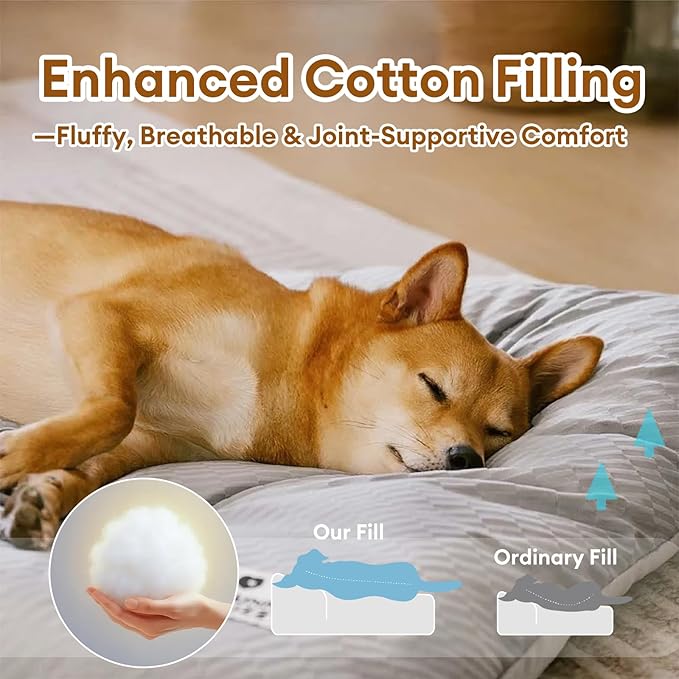 FUNNY FUZZY Washable Dog Bed,Reversible Plush Dog Crate Mat, Soft Fluffy Kennel Pad,Pet Sleeping Mattress for Large,Jumbo,Medium Sized Dogs Breeds,Indoor Cats,41.7" × 28.3", Light Grey-Mewly Pet