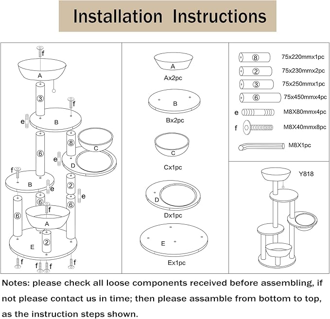 Modern Cat Tree Tower for Large Cats, Real Natural Sisal Luxury Cat Condo, Manual Hand Woven Wood Cat Tower, Indoor Cat Scratching Tree, New Cat Condo Lover Gift-Mewly Pet